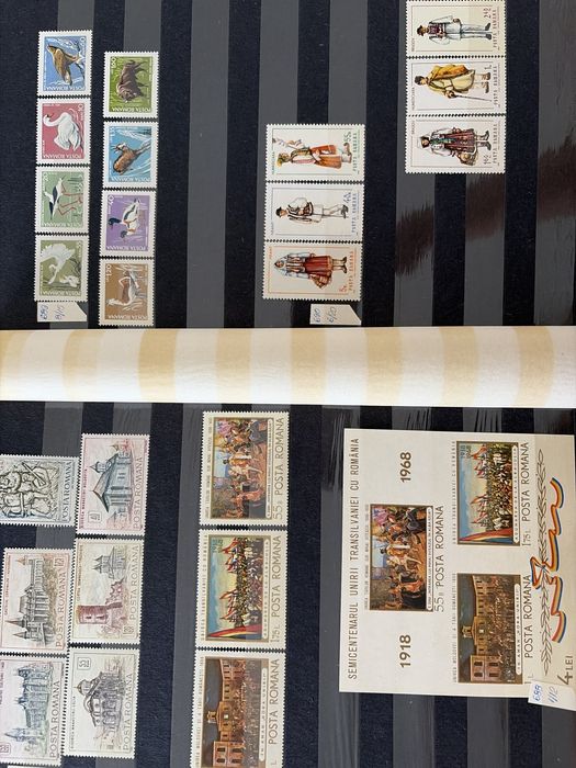 Clasor timbre România 1968-1969 serii complete colițe artă Apollo