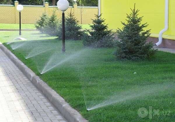 Полив газонов , кустарников , деревьев .