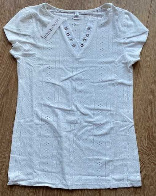 Bluză albă damă, broderie englezească, S, noua cu eticheta