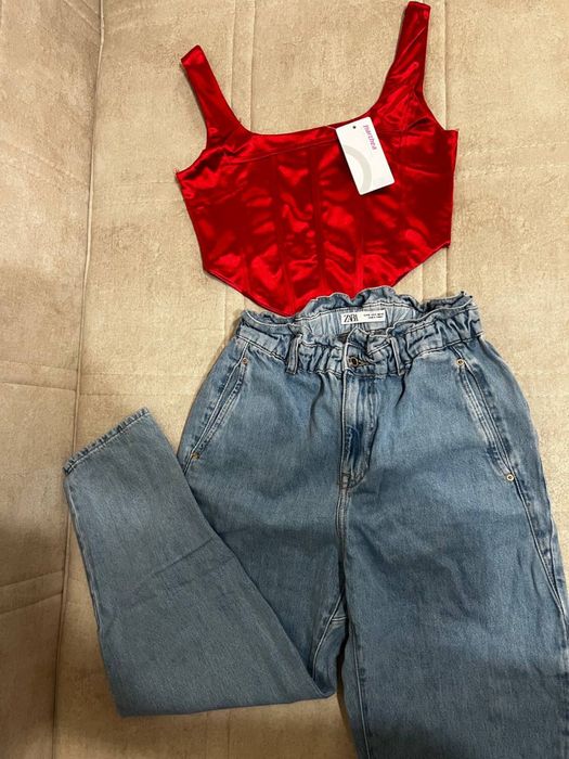 Красный топ корсет