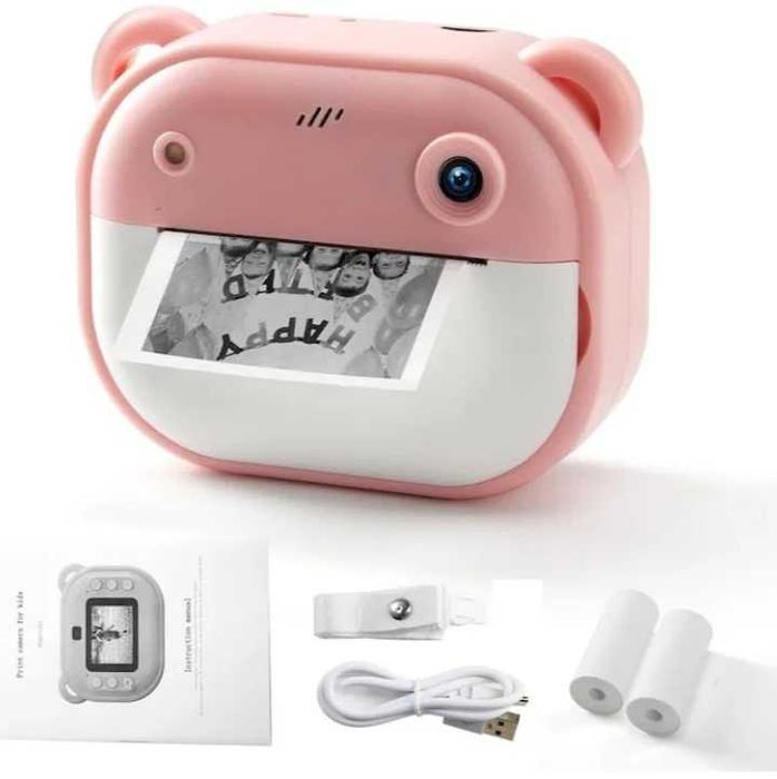 Детски розов фотоапарат камера с незабавен печат /принтер функции