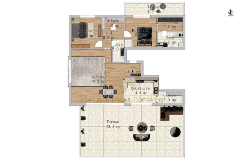 Apartament - 3 Camere, Terasa 87.2 Mp, 223.5 Mp Total