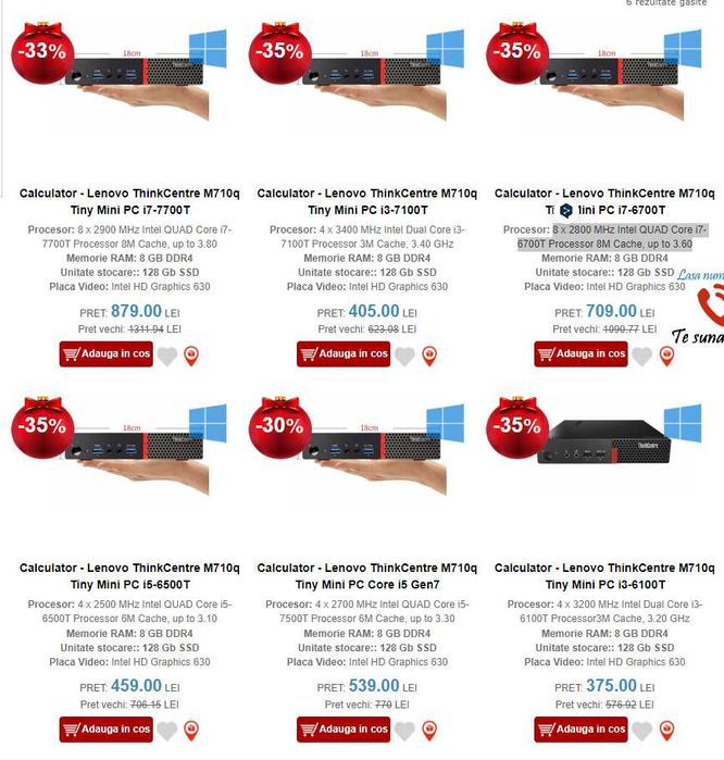 Lenovo M710q Mini PC i3, i5, i7 8-32GB DDR4, 128-1TB SSD w10p 3 ani ga
