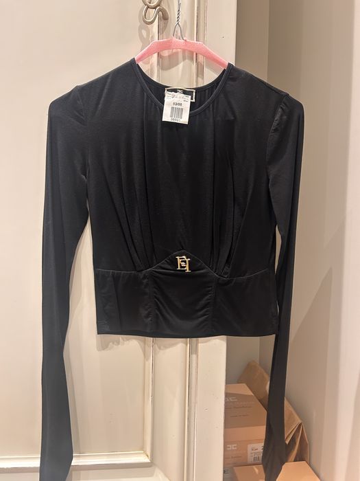 Elisabetta Franchi блуза от памучна материя с лого