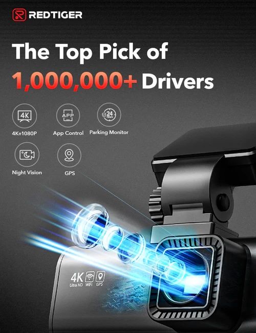Camera Auto de Bord RedTiger F7NP Duala Fata/Spate, 4K GPS WiFi Bluetooth Aplicatie, Night Vision - Noua sigilata!