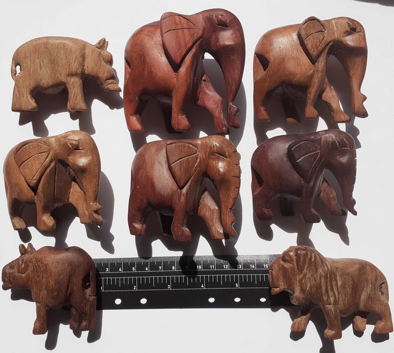 Figurine decorative animale, lemn, Burkina Faso, lot 8 bucăţi