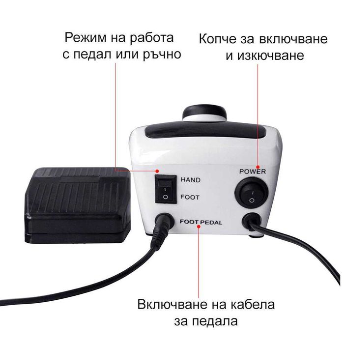 Професионална, мощна 65W електрическа пила за маникюр – 35000 оборота!