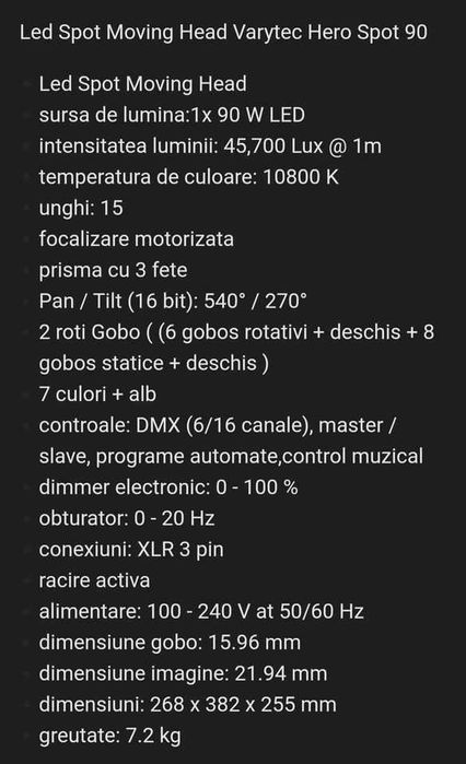 Moving head varytec hero spot 90