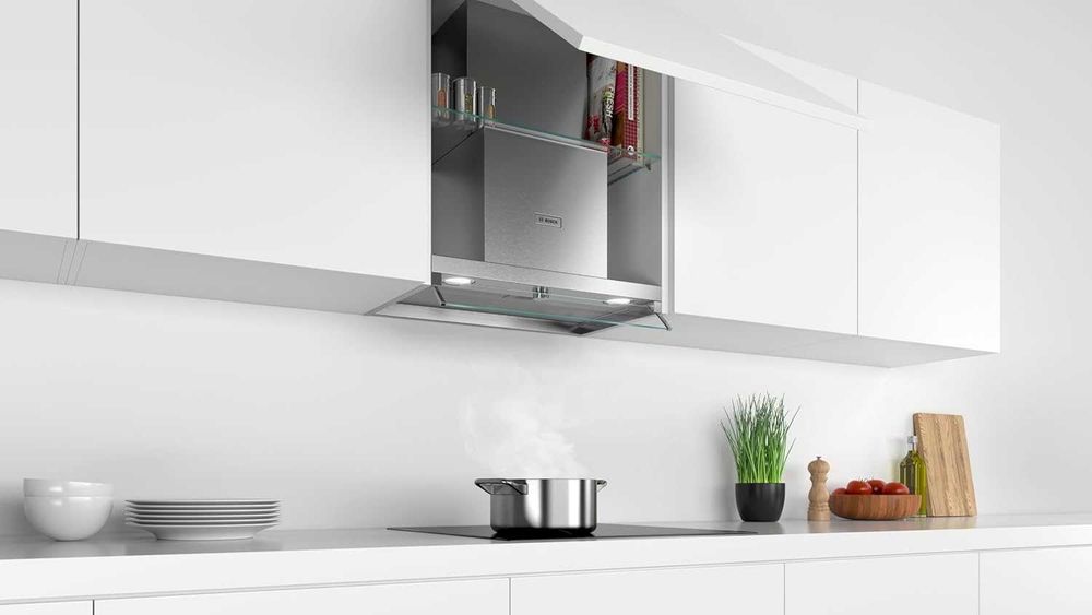 Bosch DBB66AF50, Hotă integrată seria 4, 3 viteze de aspirare, 60 cm, oțel inoxidabil [Clasa energetică A]