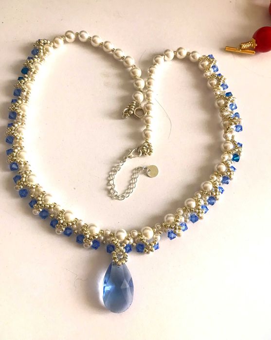 Colier si cercei handmade cu perle si cristale swarovski