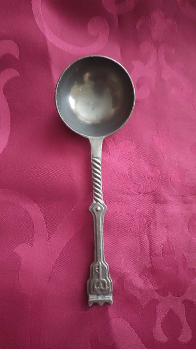 Старинни немски калаени лъжици с маркировка комплект от 6 бр.