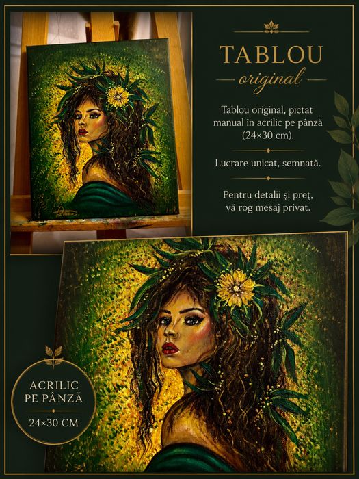 Tablou original pictat manual în acrilic pe pânză – 24x30 cm