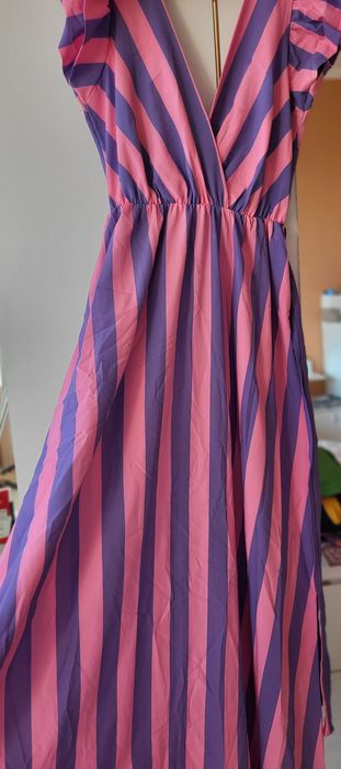 Дълга лятна рокля розово лилаво