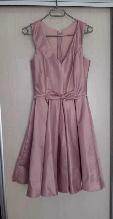 Rochie scurta roz satin/tafta, 38/M