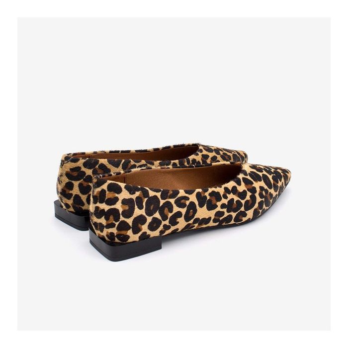 Кожени балеринки Angel Alargon с леопардов принт върху естествен косъм