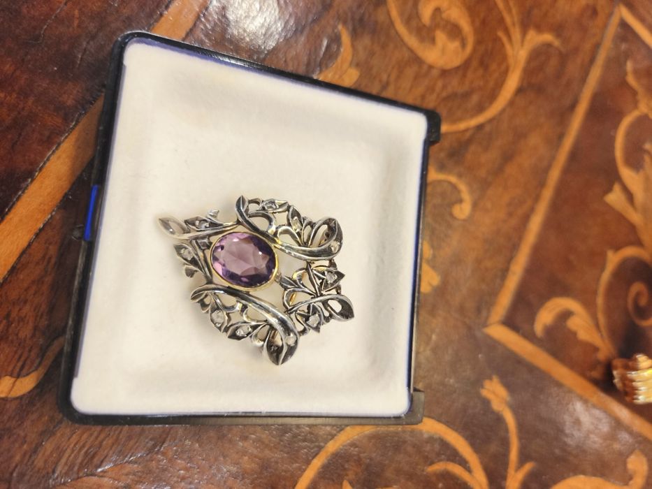 Broșă Aur cu argint