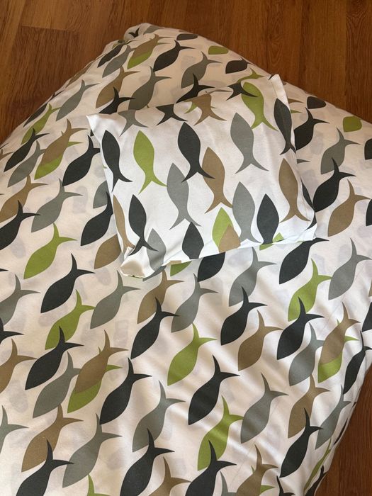 Пуф за сядане с калъф с рибки + декоративна възглавница