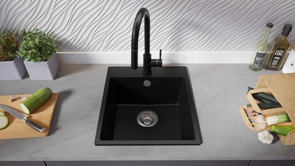 -31% Супер Промо Черна кухненска мивка от гранит Рига 45 XL 430 x 500