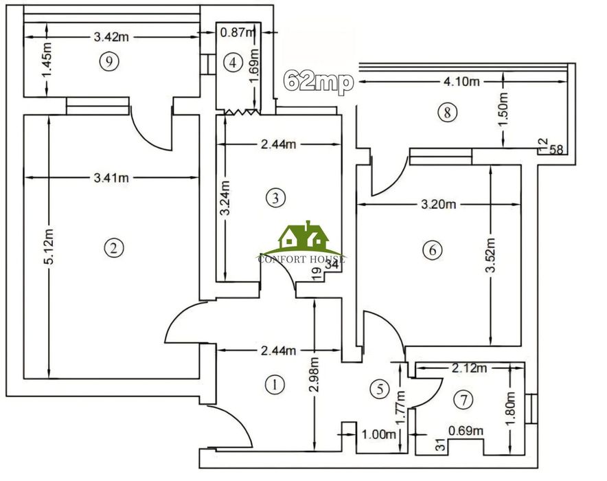 APT. 62mp cu 2 camere/2 balcoane – mobilat/utilat – Matei Basarab