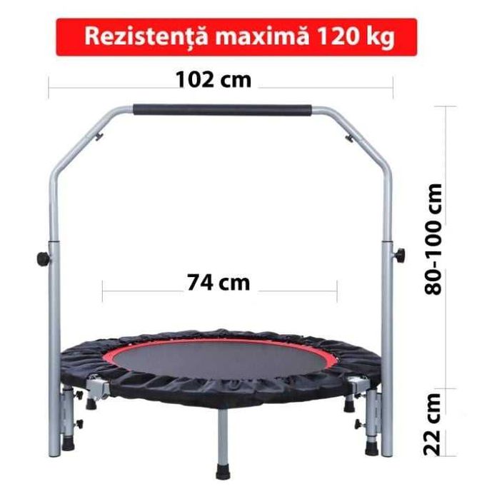 Trambulină sport fitness, mâner reglabil pentru adulți / copii -100cm