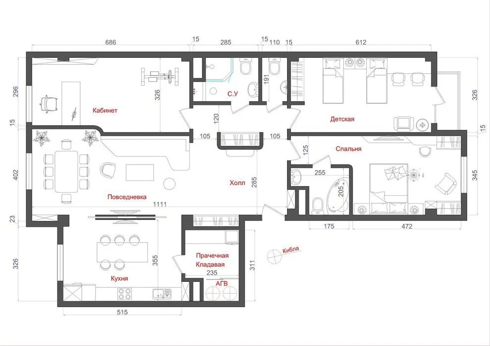 Девушкам сдается большая 4-комнатная квартира на Юнусабад-13 (152 м²