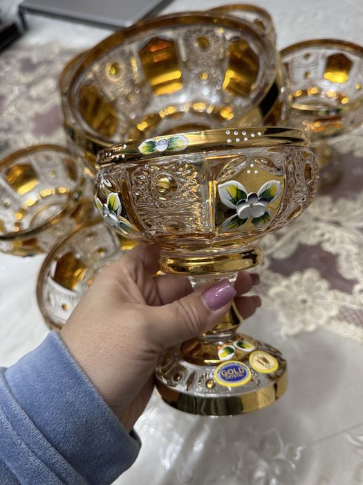 Богемская посуда конфетница и 6 для сухофруктов