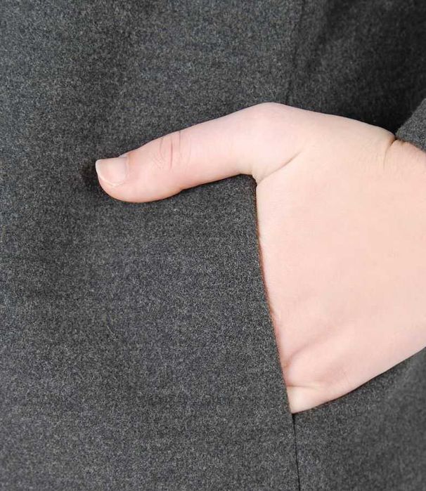 Palton Yokko marimea 34 nou cu rever si buzunare laterale, gri inchis