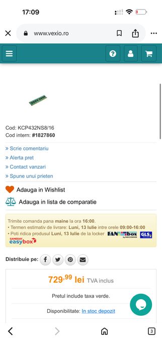 Vand memorie Kingston KCP432NS8/16 sigilata 16 Gb