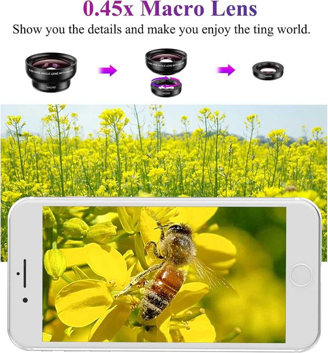 Lentila 2-in-1 macro 12.5x si wide angle 0.45x cu clip pentru telefon