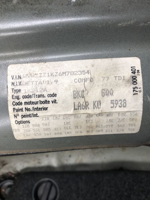 Bara fata Vw Jetta 2006 1.9 BKC 77kw 105cp completa grila