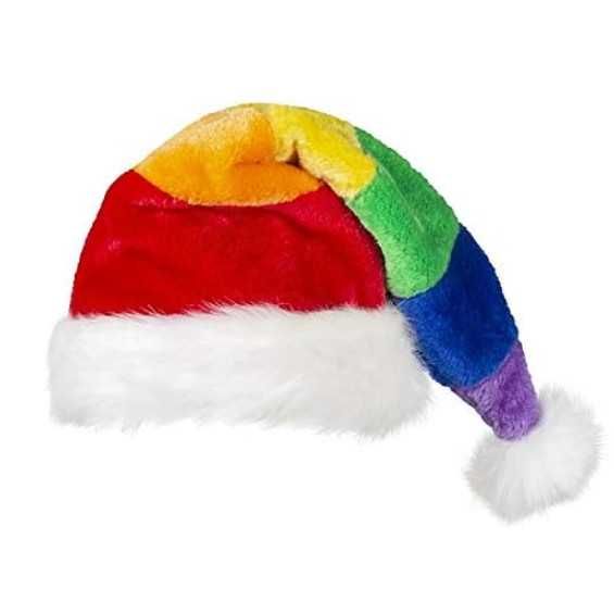 Коледна шапка Rainbow, многоцветна, топла коледна шапка на Дядо Коледа