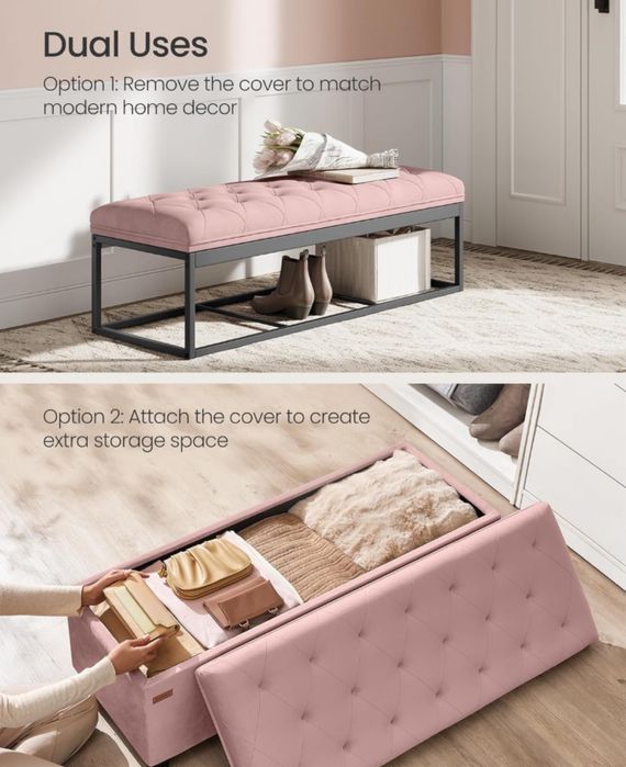 Кадифена пейка с място за съхранение SONGMICS