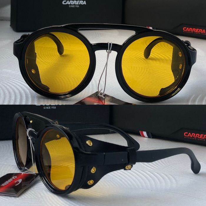 Мъжки слънчеви очила кръгли carrera 3 цвята черни сини жълти