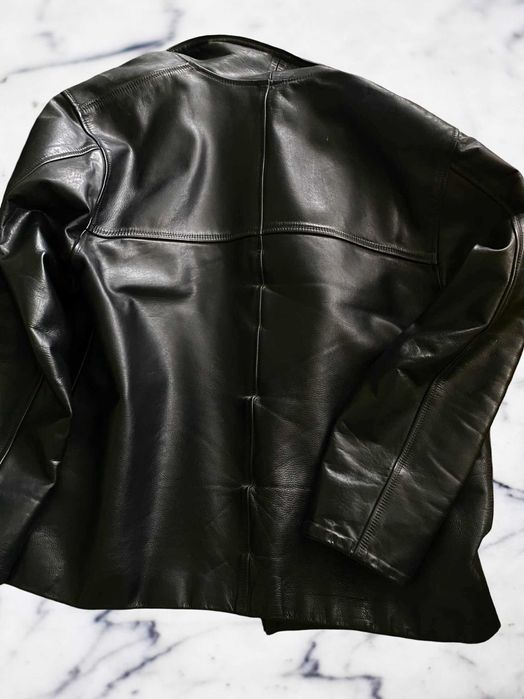 естествена кожа мъжко яко размер ххл телешка кожа копчета и цип черно