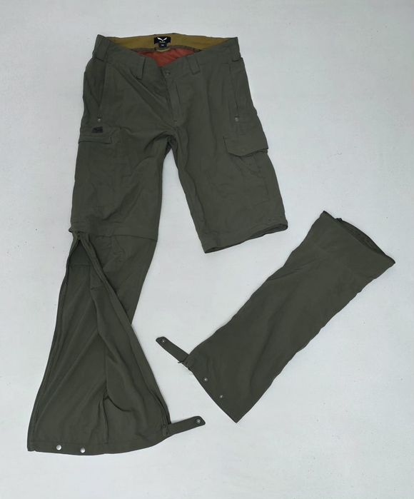 Pantaloni tehnici 2 în 1 Salewa Pordoi Drytons munte, trekking, vânătoare, padurar, nr. 102 sau M ptr. bărbați, dark olive