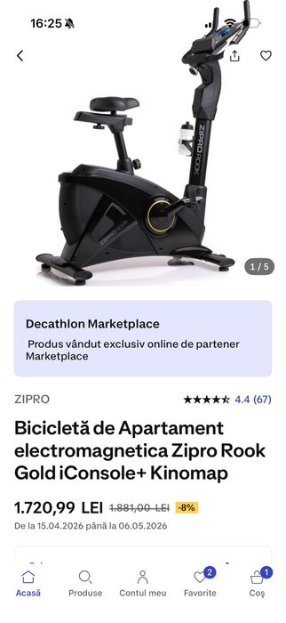Bicicleta Fitness de Apartament electromagnetica Zipro Rook