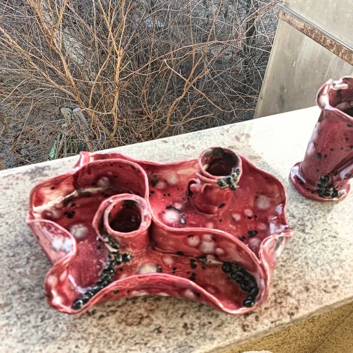 Piese din ceramica pictate manual, rustice