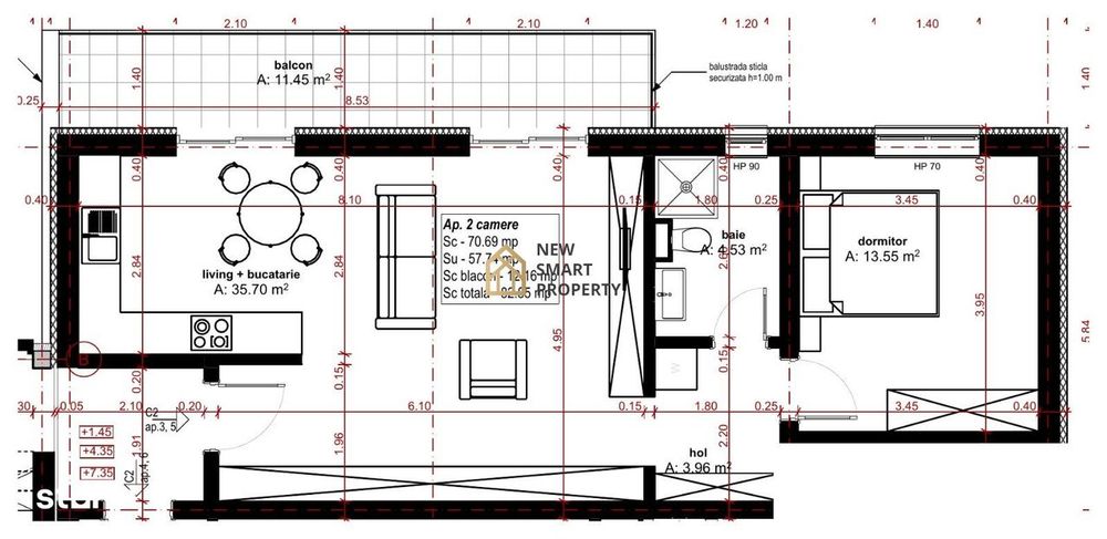Apartament Nou cu 2 camere Dimitrie Anghel