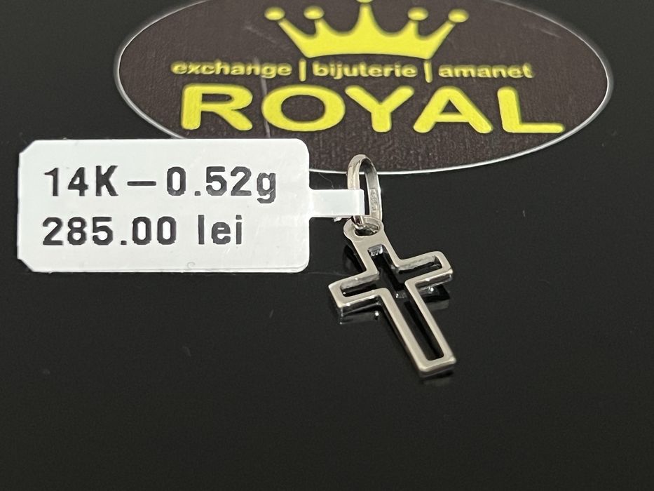 Bijuteria Royal CB : Pandant cruce aur alb 14k   0,52 grame