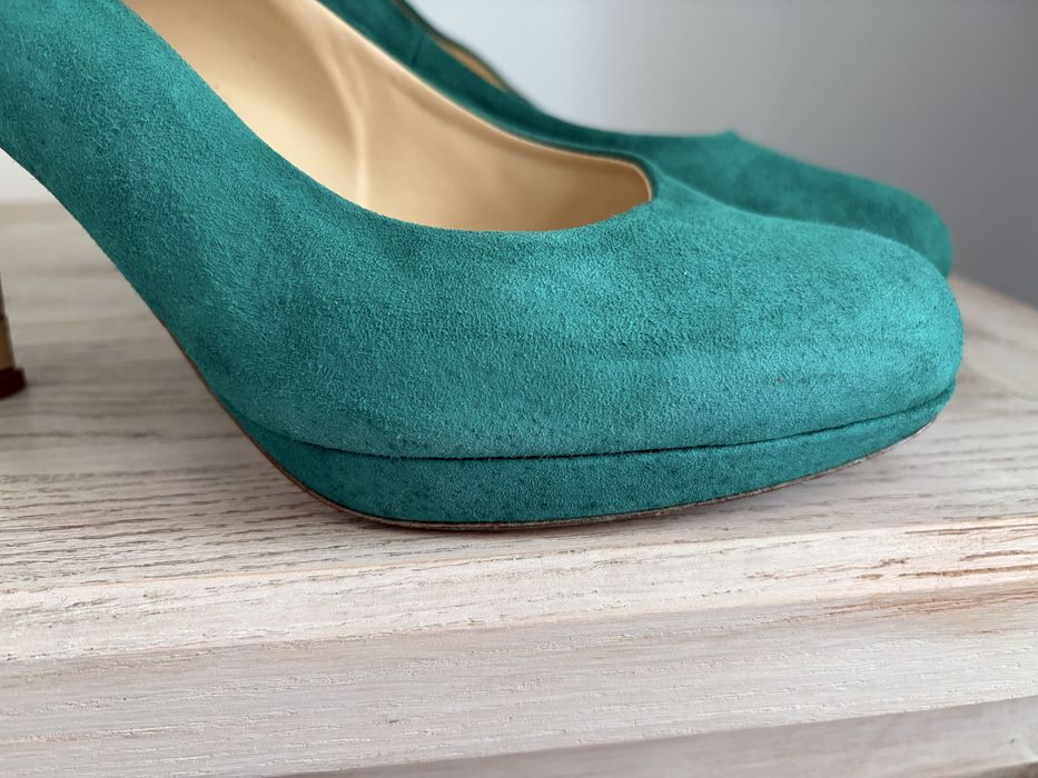 Страхотни тюркоазени велурени токчета högl