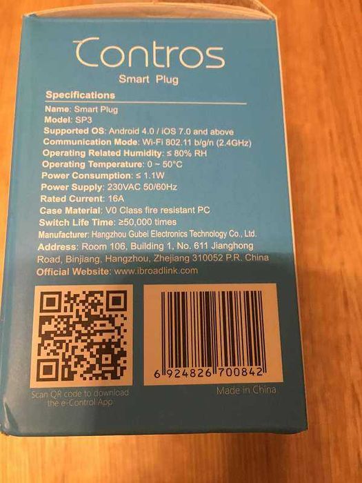 Priza Smart Plug Contros contor consum Wireless, Broadlink model SP3