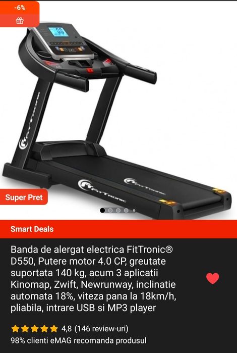 Bandă de alergat FitTronic D550