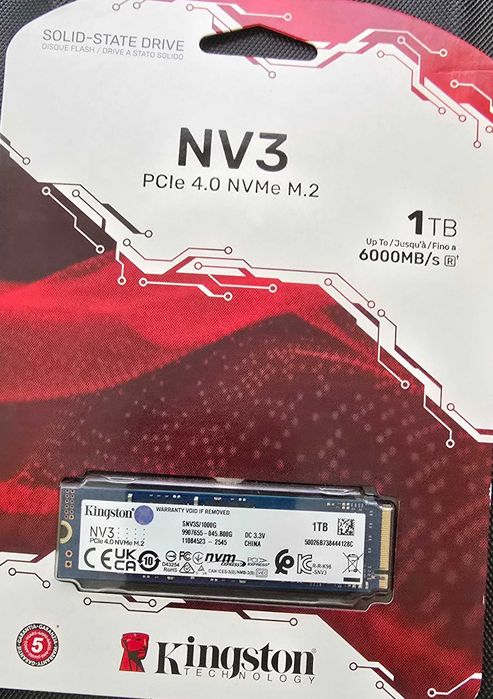 Чисто нов Kingston NV3 1TB PCIe 4.0 NVMe M.2 SSD (до 6000MB/s)