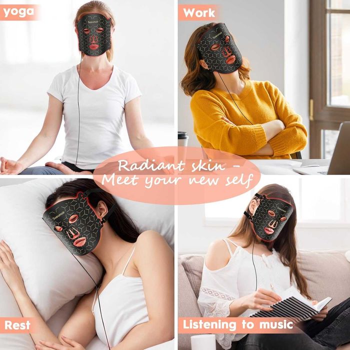 Masca faciala LED cu terapie cu lumina rosie - red light mask