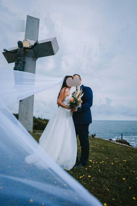 Дълъг бял воал булчински за сватба, фотосесия - 3 метра було