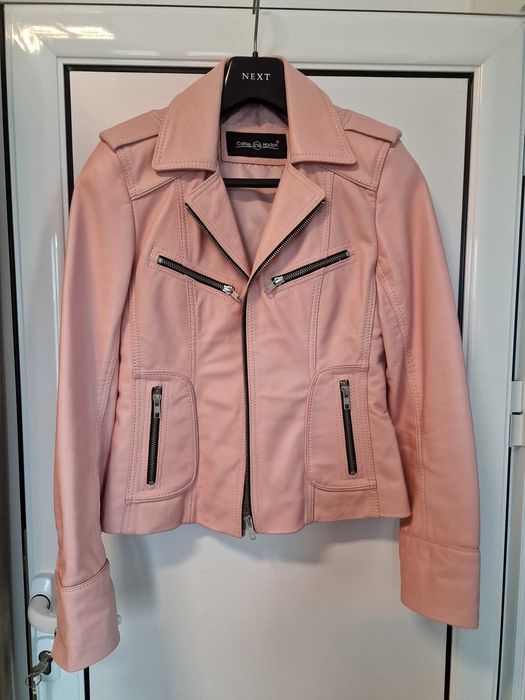 Якета от естествена кожа + тютюнево-зелено дълго палто