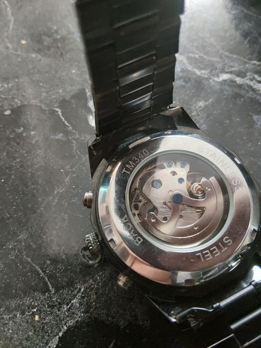 Ceas  automatic brățară inox  neagră .