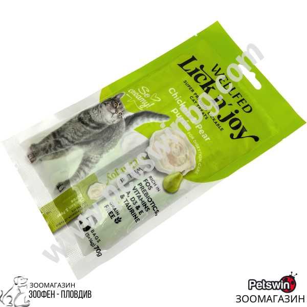 Допълваща Храна/Лакомство за Котки- 70гр.- Chicken&Pear Puree- Wellfed