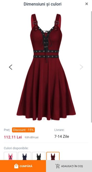 Rochie rosie scurta goth