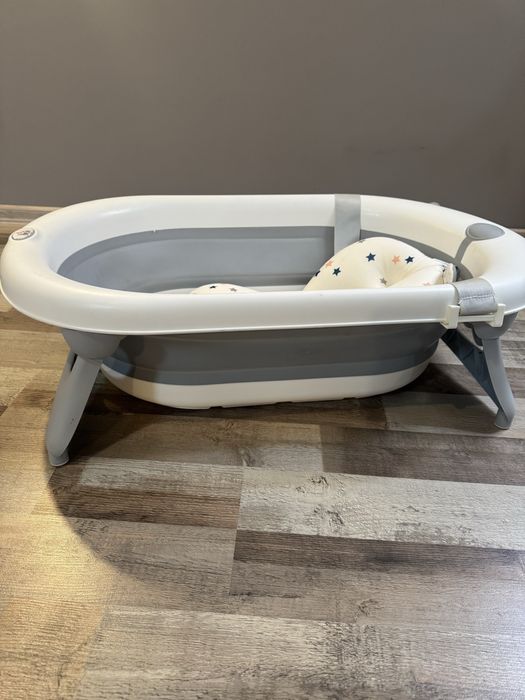 Бебешка вана Homcom, PP/TPE, Сгъваема, 0-3 години, 81.5x50.5x23.5 см, Бяла / Сива